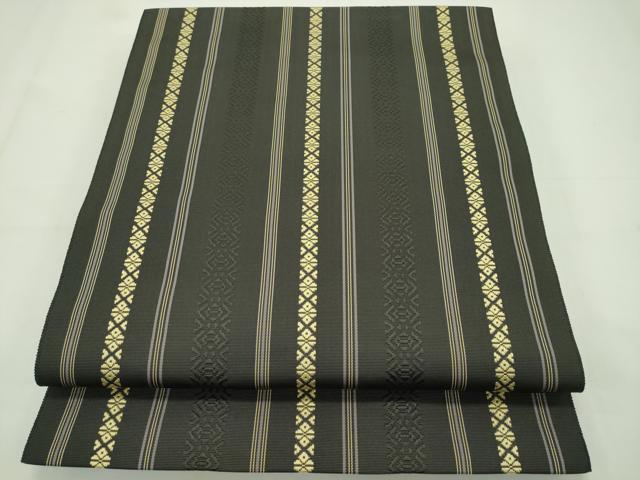 極上 本場筑前博多織 草木染 手織工房 染匠 小森久 紋袋帯 ジャバラ紋 正絹 平和屋着物□極上 本場筑前博多織 草木染 手織工房 染匠：小森久 両面