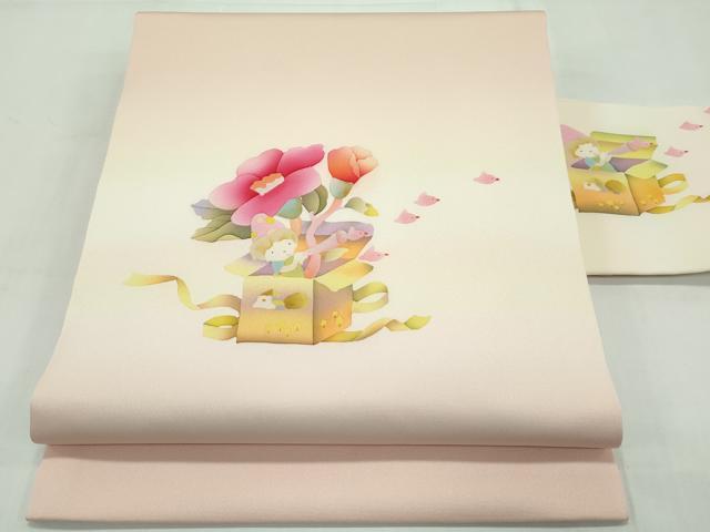 平和屋本店■極上　塩瀬　九寸名古屋帯　作家物　花鳥文　小人　逸品　未使用　CZAA1644s5