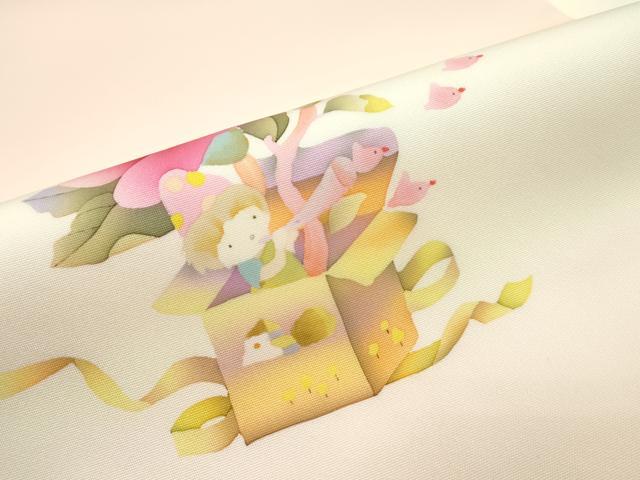 平和屋本店□極上 塩瀬 九寸名古屋帯 作家物 花鳥文 小人 逸品 未使用