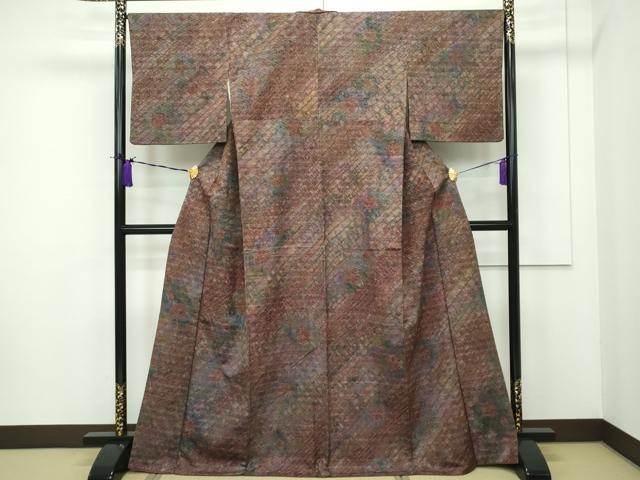 平和屋着物□極上 菅原工房 菅原結作 漢方染紬 色無地 鴇