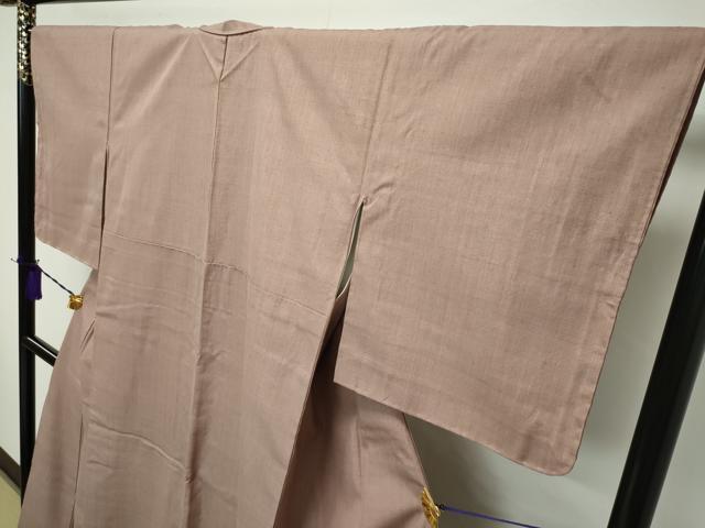 平和屋本店□極上 本場結城紬 重要無形文化財 色無地 梅染色 証紙付き