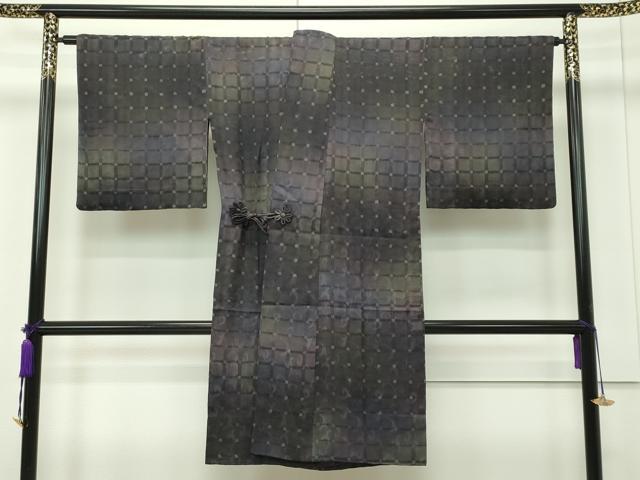 平和屋本店■極上　道中着　ロング丈　スリーシーズン　春夏秋　塵除け　紗　格子唐草文　逸品　CZAA1725s5