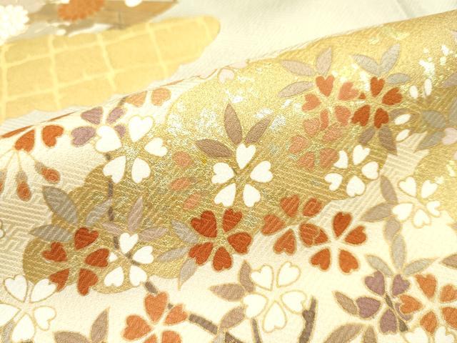 平和屋本店□極上 訪問着 雲取り草花文 暈し染め 金彩 逸品