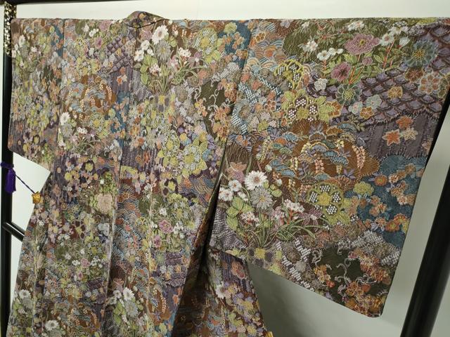 平和屋本店□極上 山岡古都・古都染人 染織美術品 薬墨染 天目