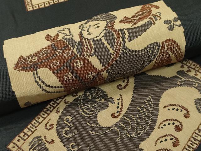平和屋本店□極上 名門木屋太 今河織物 六通柄袋帯 動物