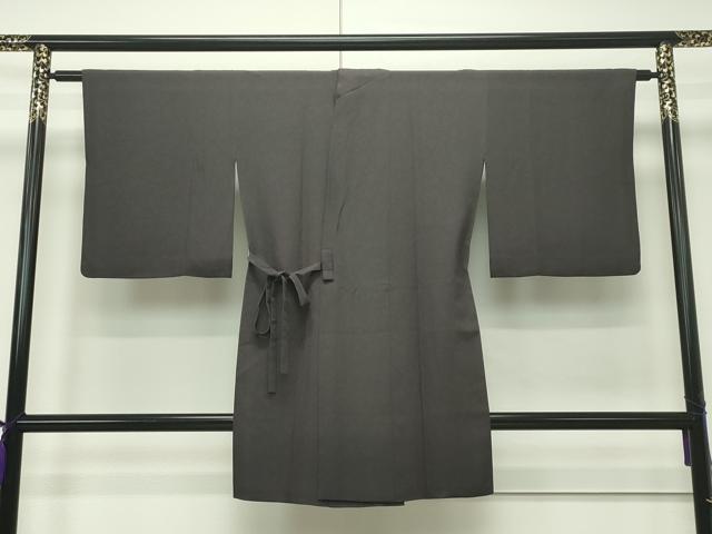 平和屋本店■極上　ジャパンオートクチュール　渡辺雪三郎　道中着　ロング丈　花唐草地紋　黒橡色　逸品　CZAA1811s5