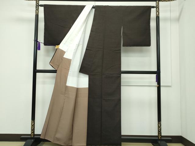 平和屋本店□希少 五代目・諏訪好風 野口花染工房 花織 紬 草木染 墨色