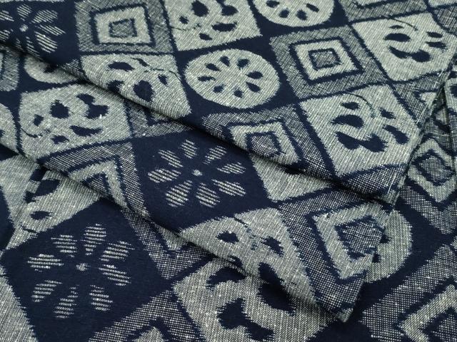 平和屋本店■極上　久留米絣　単衣　菱花丸文　綿　逸品　未使用　CZAA1948s5