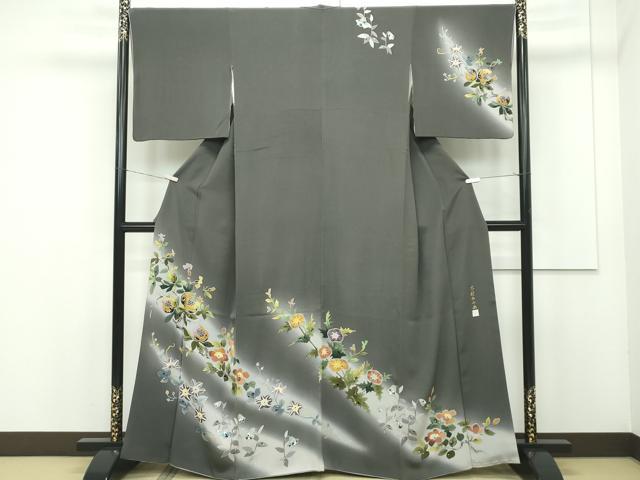 平和屋本店■極上　本加賀友禅作家　木村雨山　訪問着　ザクロ　草花文　暈し染め　逸品　CZAA1960s5