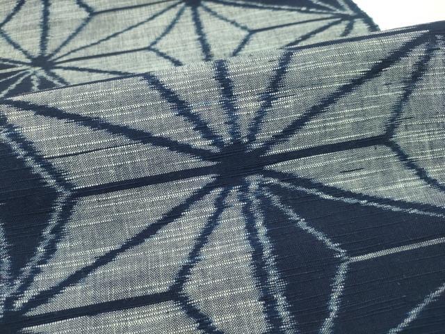 平和屋本店□極上 二代目 森山虎雄作 久留米絣 反物 着尺 麻の葉文様