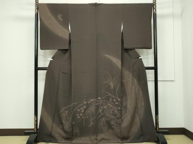 平和屋本店■極上　世界的人形師　辻村寿三郎　ジュサブロー　訪問着　刺繍　鳥獣戯画　暈し染め　赤墨色地　逸品　CZAA2003s5