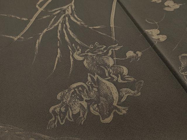 平和屋本店■極上　世界的人形師　辻村寿三郎　ジュサブロー　訪問着　刺繍　鳥獣戯画　暈し染め　赤墨色地　逸品　CZAA2003s5