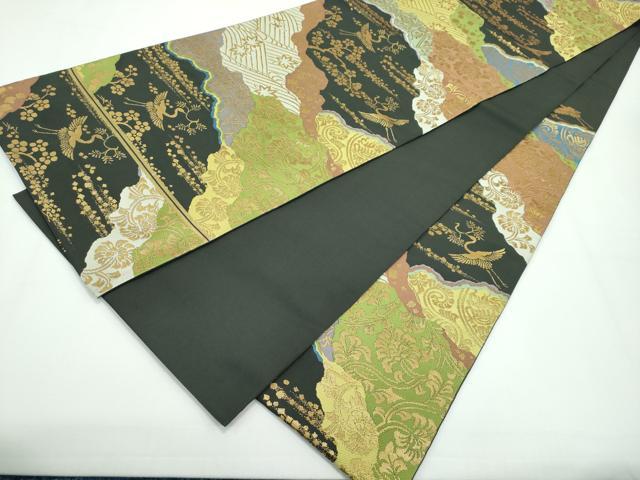 平和屋本店■極上　西陣　川島織物　六通柄　本袋帯　道長飛鶴花文　金糸　逸品　CZAA2022s5 平和屋本店□極上 西陣 川島織物 六通柄 本袋帯 道長飛鶴