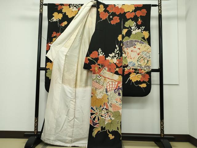 平和屋着物□極上 アンティーク 大正ロマン 振袖 刺繍 飛鶴松文 暈し染め