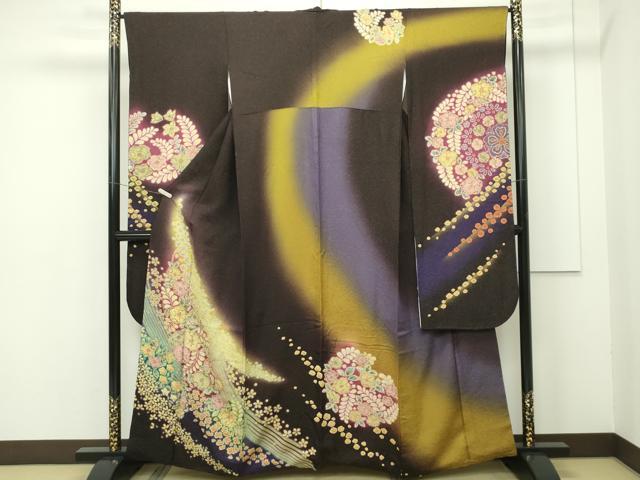 平和屋本店■極上　振袖　襲絞り　辻が花　暈し染め　金通し地　逸品　CZAA2059s5