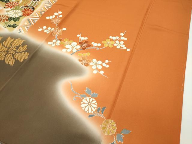 平和屋本店■極上　創業460年・千總　振袖　駒刺繍　御所車鴛鴦飛鶴花文　暈し染め　金彩　そごう扱い　反端付　逸品　未使用　CZAA2072s5