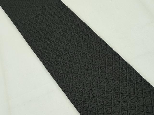 平和屋本店■極上　男性　本場筑前博多織　博多金ラベル　両面　角帯　切子柄　黒地　井上絹織謹製　証紙付き　逸品　CZAA2087s5 平和屋本店□極上 男性 本場筑前博多織 博多金ラベル 両面 角帯 切子柄