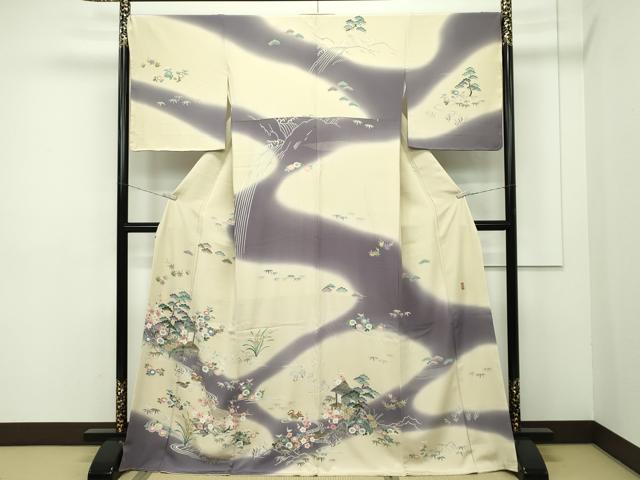 平和屋着物＃道行コート 刺繍 草木文 暈し染め 金糸 正絹 逸品 CAAW4853dy