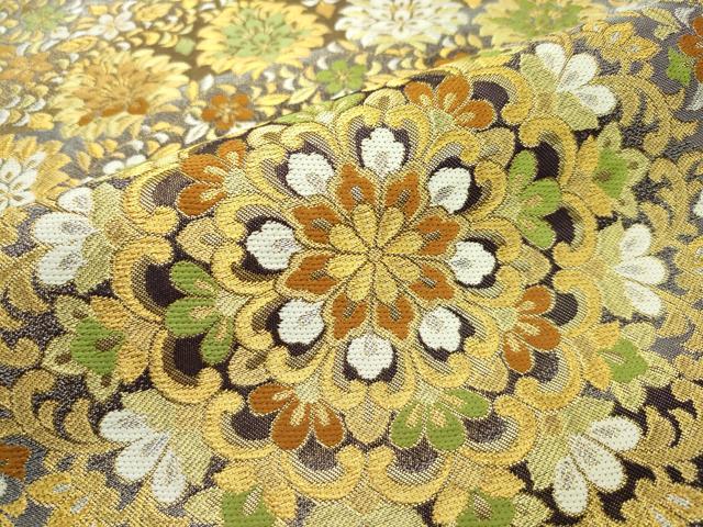 西陣　川島織物　六通柄　本袋帯　菱松葉　黒地　金銀糸　証紙付き 西陣 川島織物 六通柄 本袋帯 菱松葉 黒地 金銀糸 証紙付き 西陣