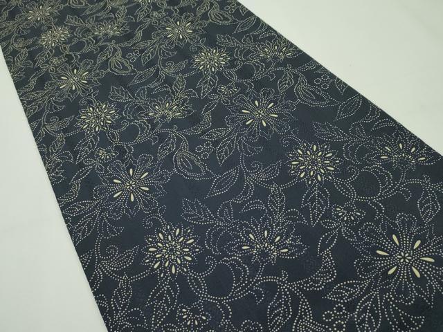 平和屋本店□極上 印傳 本場筑前博多織 九寸開き名古屋帯 花