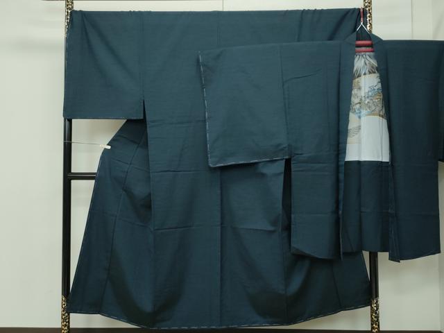 平和屋本店■極上　男性　紬　アンサンブル　キングサイズ　濃紺　逸品　CZAA2610s5 平和屋本店□極上 男性 紬 アンサンブル キングサイズ 濃紺 逸品