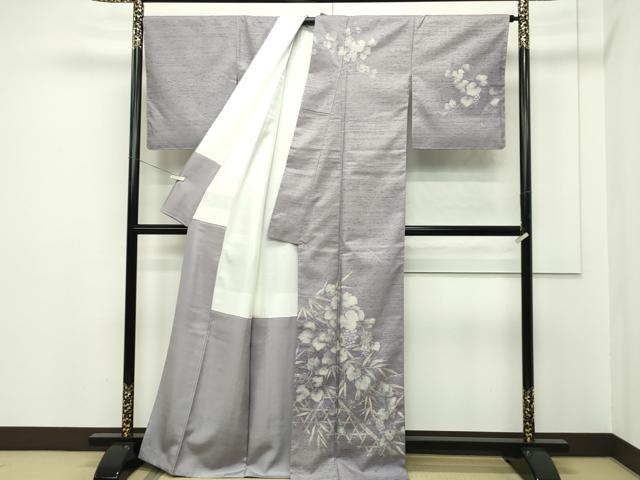 平和屋本店■極上　石川県指定無形文化財　牛首紬　白山工房　手織　訪問着　作家物　刺繍　葡萄蔦の葉花文　金糸　証紙付 逸品 CYAA2652s5 平和屋本店□極上 石川県指定無形文化財 牛首紬 白山工房 手織り