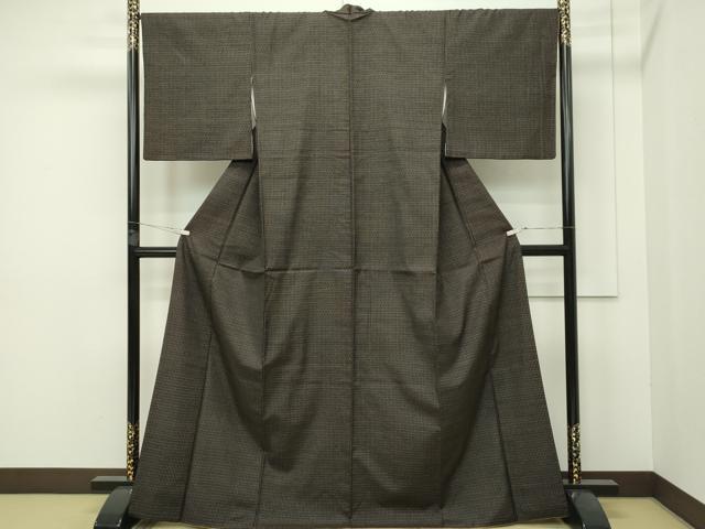 平和屋着物▽上質な紬 単衣 麻の葉間道 正絹 逸品 CAAV3778dy