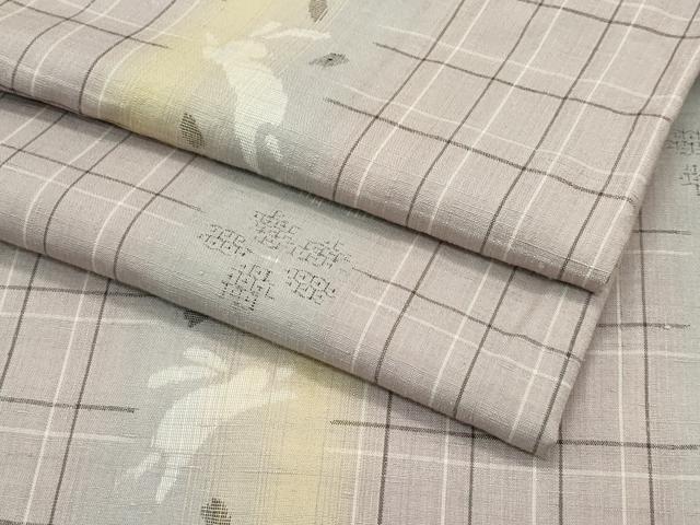 平和屋本店■極上　結城紬　奥順謹製　はたおり娘　80亀甲　兎　格子花文　梅染色地　やまと誂製　逸品　CZAA2285s5