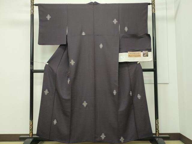 平和屋本店■極上　タッサーシルクゴールド　小紋　総刺繍　銀糸　証紙付き　逸品　CZAA2295s5