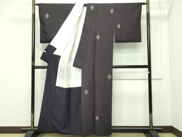 平和屋本店■極上　タッサーシルクゴールド　小紋　総刺繍　銀糸　証紙付き　逸品　CZAA2295s5 平和屋本店□極上 タッサーシルクゴールド 小紋 総刺繍 銀糸 証紙付き