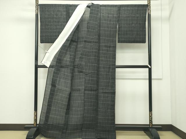 平和屋本店■極上　夏物　紗紬・長襦袢セット　格子柄　やまと誂製　半衿刺繍　逸品　CZAA2297s5 平和屋本店□極上 夏物 紗紬・長襦袢セット 格子柄 やまと誂製 半衿