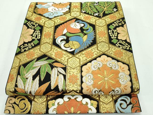 平和屋着物○西陣 川島織物 六通柄 本袋帯 松 金糸 正絹 逸品