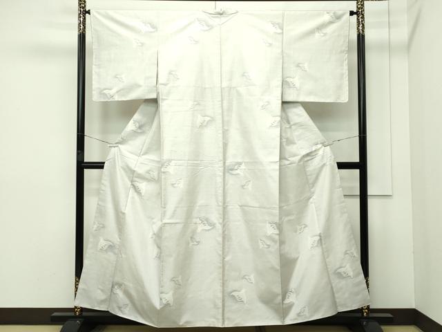 平和屋本店□極上 本場大島紬 白大島 9マルキ 更紗花文 逸品 未