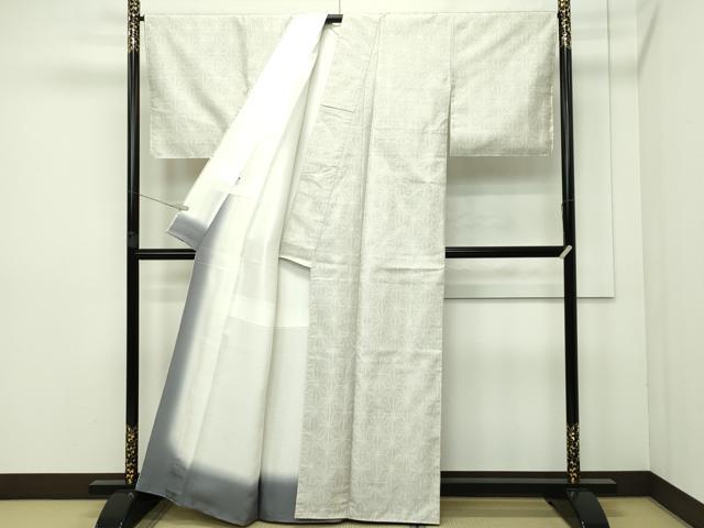 平和屋着物○本場大島紬 白大島 9マルキ 麻の葉文様 正絹 逸品 DAAR4433tw