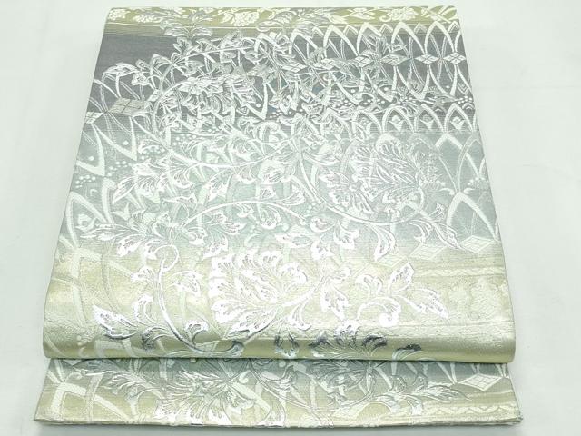 平和屋本店■極上　金彩友禅　卓越技能者・名工・和田光正　六通柄袋帯　花唐草文　銀彩　逸品　CZAA2324s5