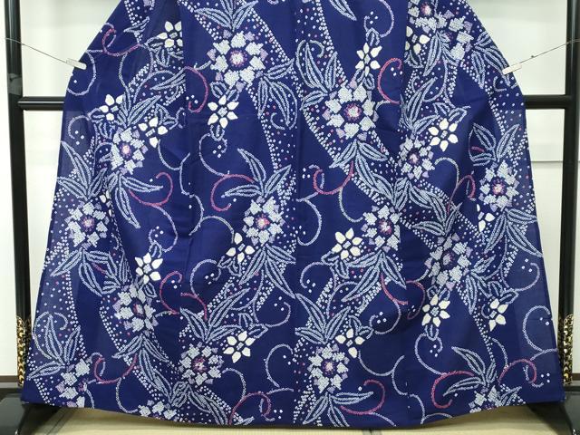 平和屋本店□極上 夏物 浴衣 有松鳴海絞り 花唐草文 綿 逸品 DZAA20169kh5