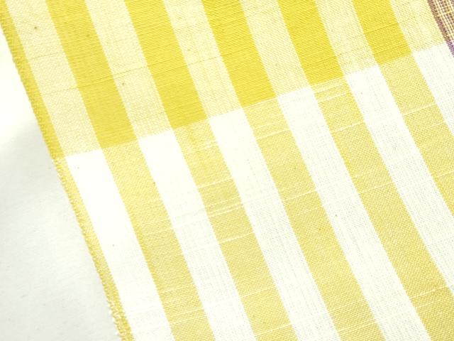 平和屋本店□極上 小千谷 紺仁 越後片貝木綿 反物 着尺 格子柄 紺