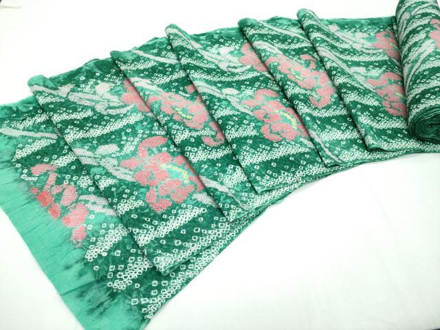 平和屋本店□極上 お召 反物 着尺 天目織 草花 逸品 未使用 DZAA11137kh5