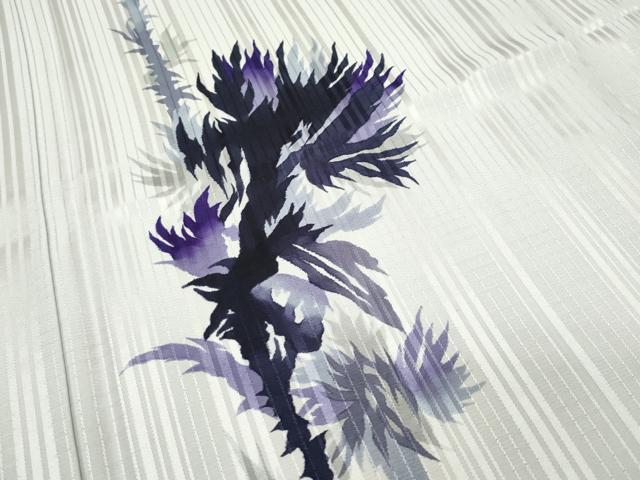 平和屋着物□極上 訪問着 駒刺繍 松葉 竹 花 藤鼠色地