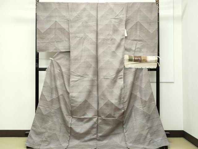 平和屋本店■極上 インド・アッサム 野蚕糸 手織 ムガシルク 訪問着 仮絵羽 夢我絹 幾何学文様 金彩 上代38万 証紙付き 逸品 CZAA2391s5
