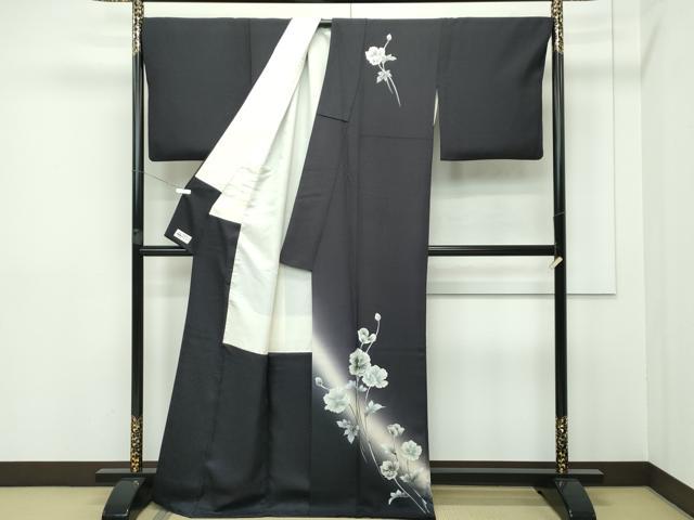 平和屋着物▽上質な紬 単衣 唐草花文 正絹 逸品 AAAU8511fy