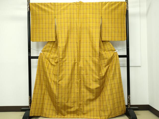 さ*ん様 本場黄八丈 平織り 紬 粋な格子柄 着物 正絹 UU-6548 楽天市場】山下八百子 本場黄八丈紬 正絹 着物 黄色 茶 格子 市松 身丈