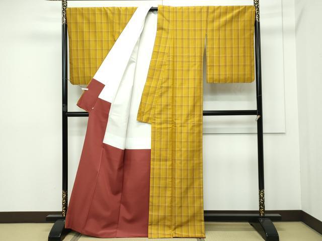 平和屋本店□極上 本場黄八丈 平織 紬 小田急百貨店扱い 逸品 CYAA1573s5