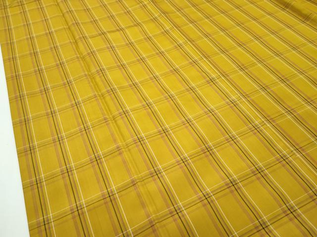 平和屋本店□極上 本場黄八丈 平織 紬 格子柄 三越扱い 逸品 CZAA2411s5