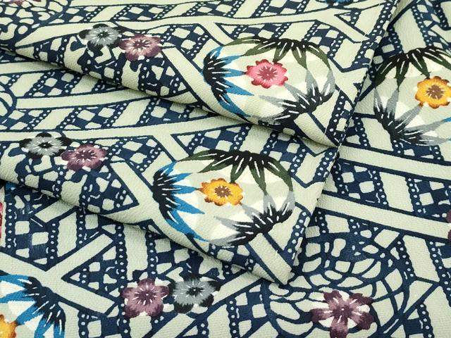 平和屋本店■極上　本場琉球紅型　藤村玲子　小紋　サヤ形に丸紋文様　カラーコピー付き　逸品　未使用　CZAA2412s5