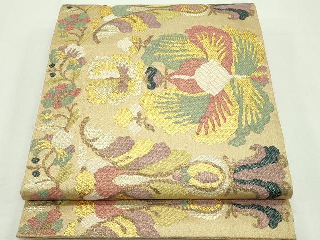 平和屋本店■極上　洛風林　工芸帯地　六通柄袋帯　花唐草文　金銀糸　逸品　CZAA2422s5