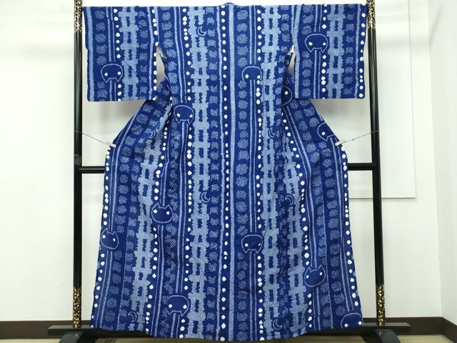 平和屋本店□極上 久米島紬 単衣 十字絣 逸品 DZAA4906kh5 平和屋