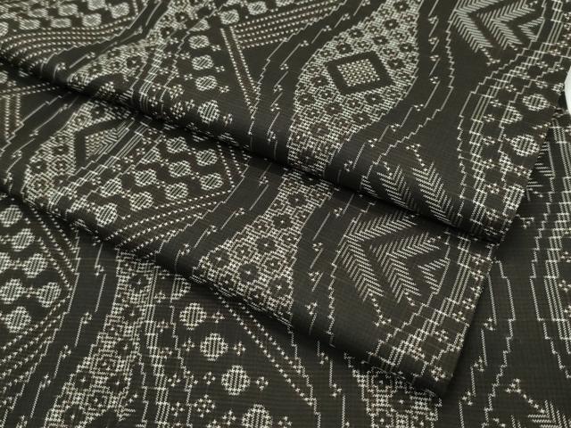 平和屋本店■極上　本場大島紬　現代龍郷絣　立涌菱文様　逸品　CZAA2463s5