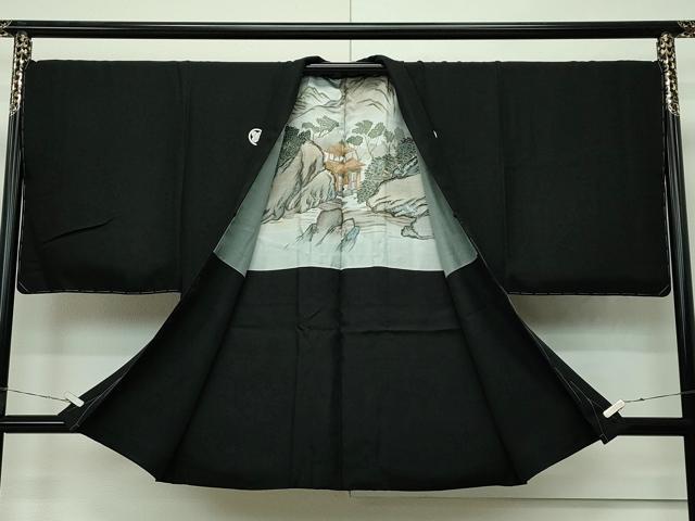 平和屋本店■極上　男性　黒紋付・羽織・長襦袢セット　鹿　逸品　未使用　CZAA2498s5 平和屋本店□極上 男性 黒紋付・羽織・長襦袢セット 鹿 逸品 未使用