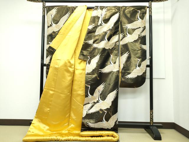 平和屋本店■極上　西陣　川島織物　色打掛　和装　婚礼　結婚式　花嫁　神社挙式　唐織　飛鶴吉祥花文　金糸　逸品　DZAA5243kh5 平和屋本店□極上 西陣 川島織物 色打掛 和装 婚礼 結婚式 花嫁 神社